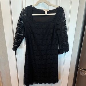White House Black Market Black Lace Long Sleeve Dress